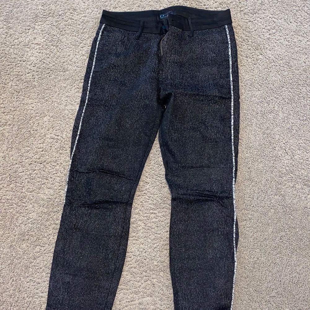 Mother black pant with white dots and piping